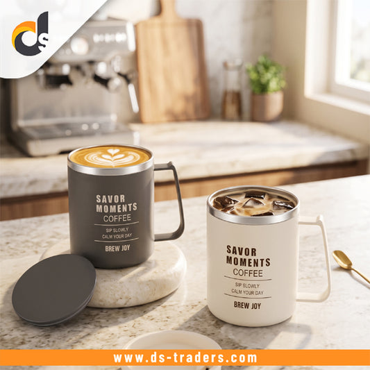 Elegant Double Layer Coffee Mug With Lid