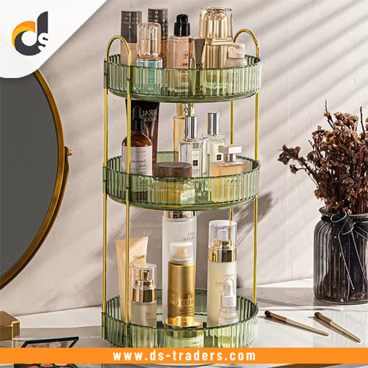 Elegant 3-Tier Crystal Cosmetic Storage Organizer