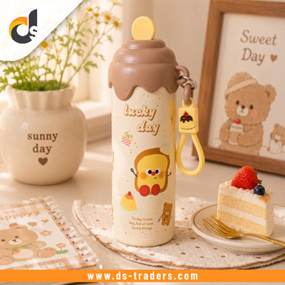 Stainless Steel Cartoon Water Bottle With Straw