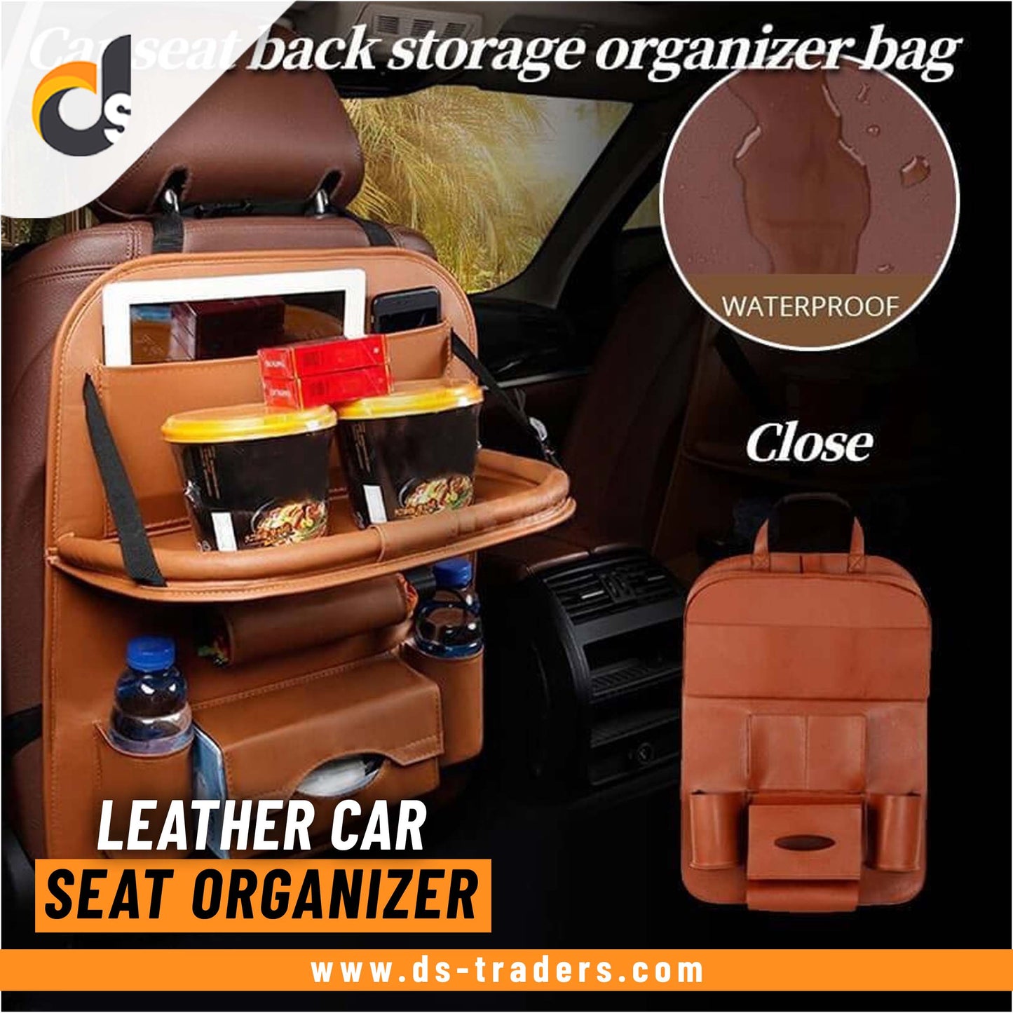 Leather Car Back Seat Organizer