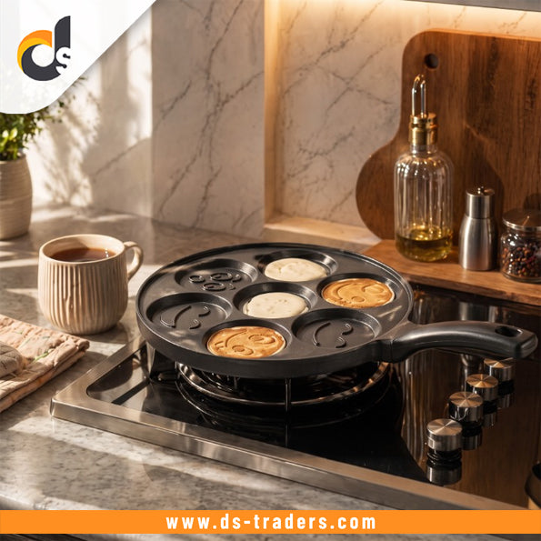 7-Slot Smiley Non-Stick Pancake Frying Pan