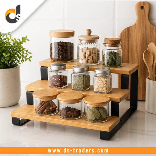 3 Layer Wooden Spice Organizer Rack