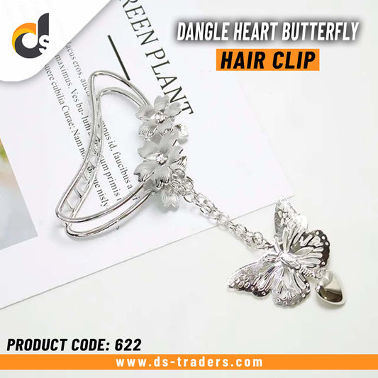 Dangle Heart Butterfly Hair Clip