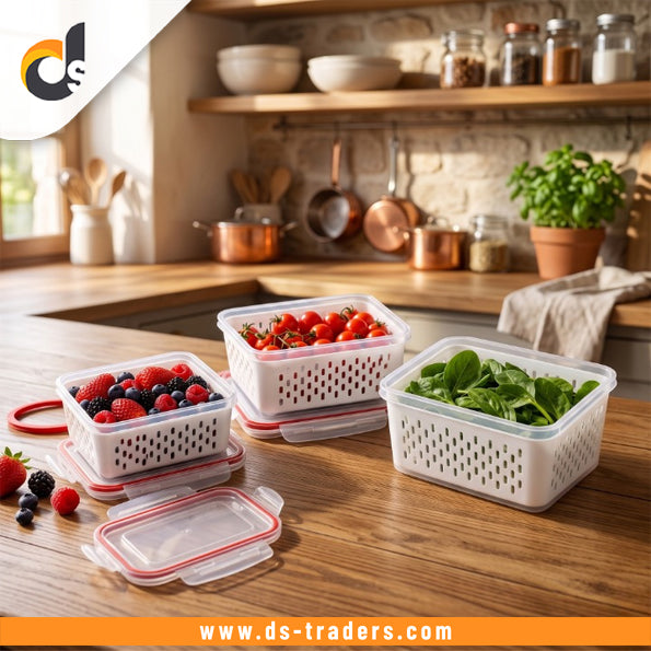 3PCs Double Layer Fridge Storage Baskets