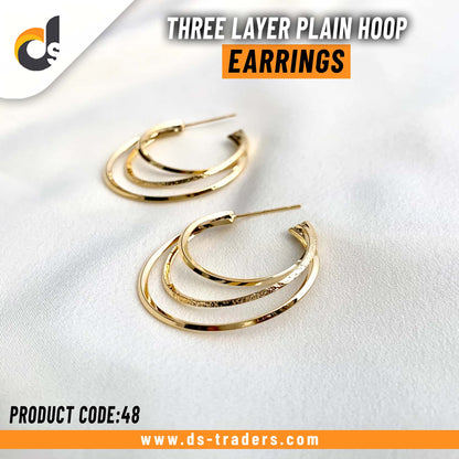 Three Layer Plain Hoop Earrings