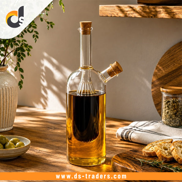 Elegant Glass Oil Bottle with Double Spout