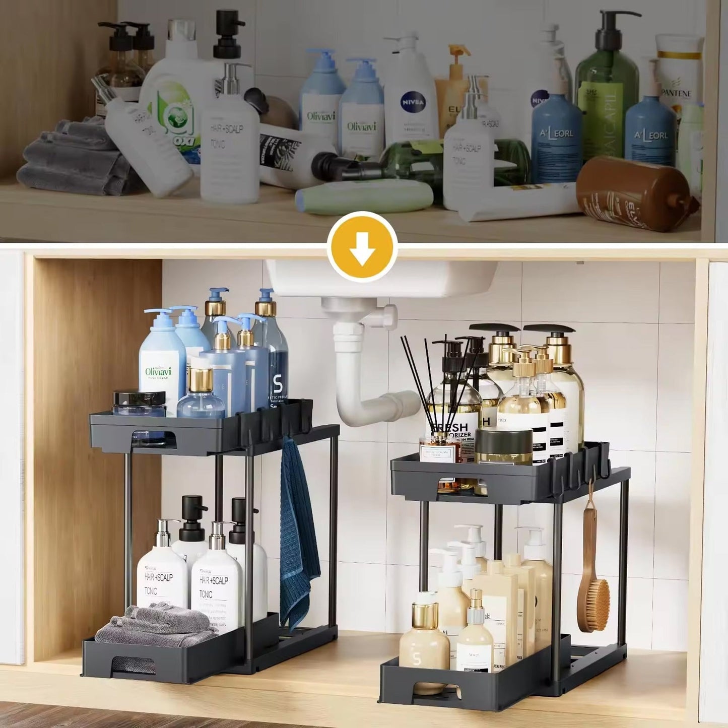 Double-Layer Multi function Sliding Storage Rack
