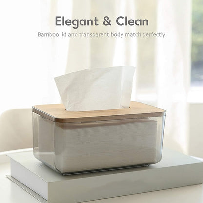 Acrylic Tissue Box With Bamboo Wood Lid