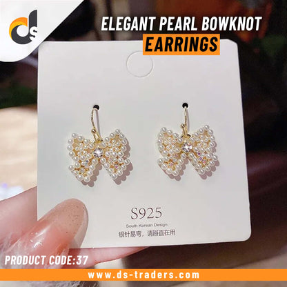 Elegant Pearl Bowknot Earrings