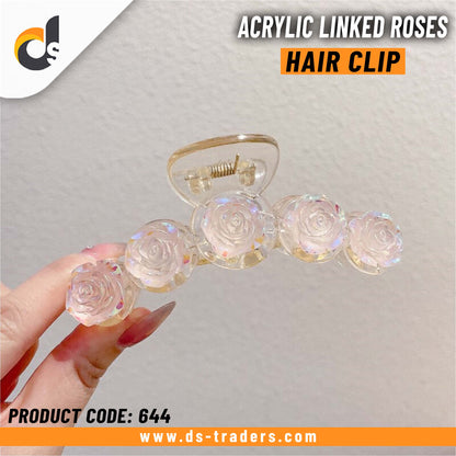 Acrylic Linked Roses Hair Clip