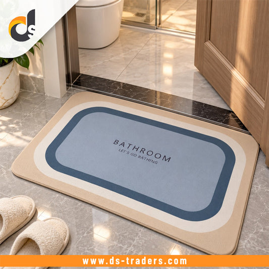 Blue & Grey Modern Bathroom Floor Mat (Random Design)