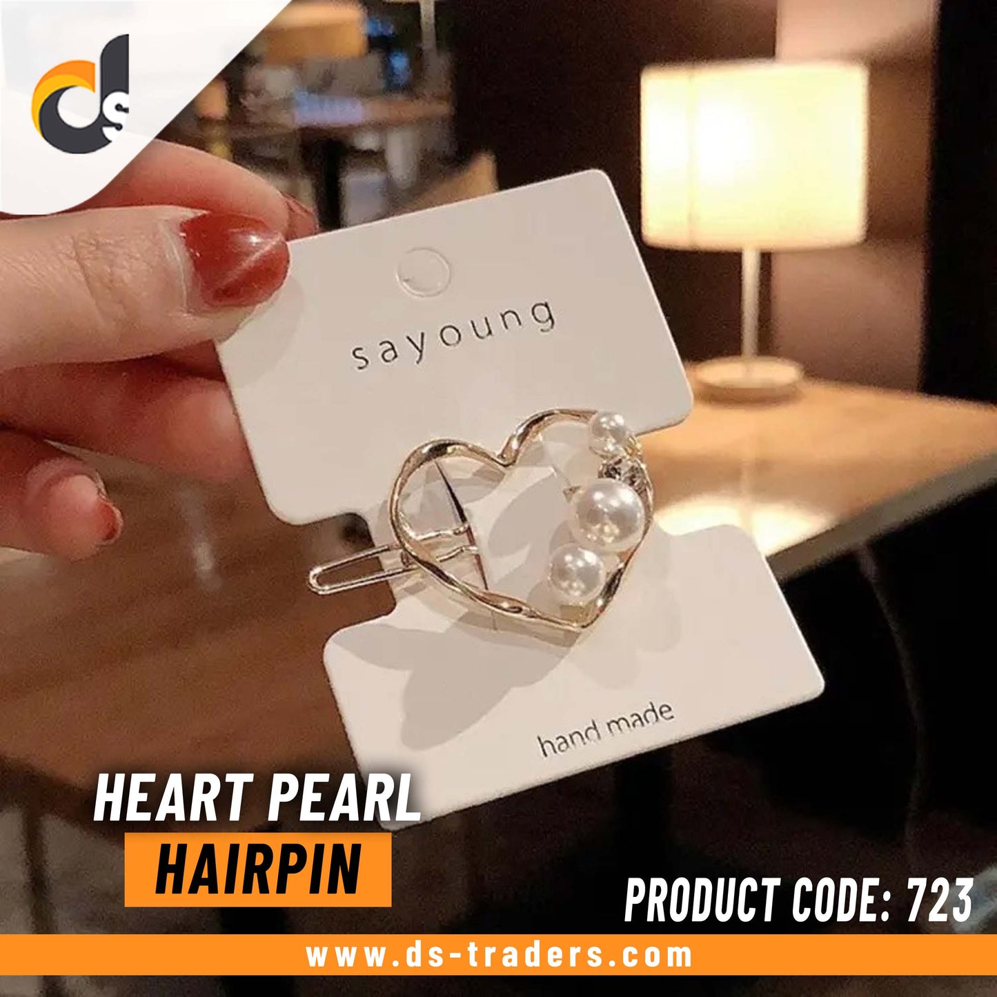 Heart Diamond & Pearl Hairpin