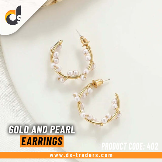 Gold and Pearl Round Earrings