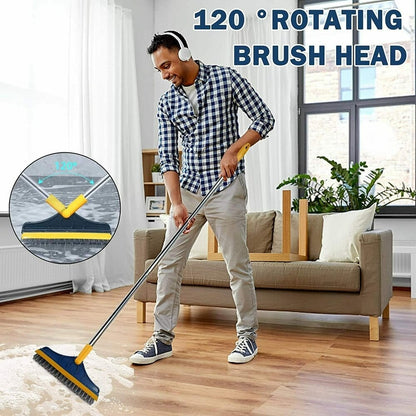 2 In 1 Floor Scrub Cleaning Brush With Removable Long Handle.
