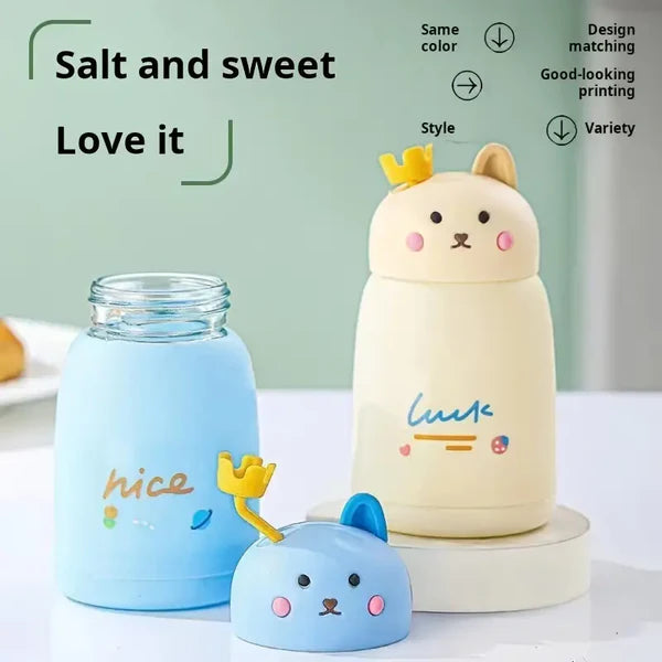 360ml Rabbit Double Wall Glass Water Bottle