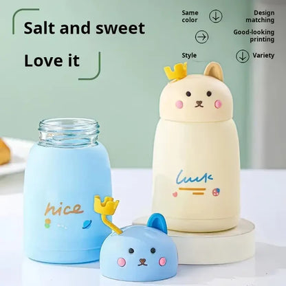 360ml Rabbit Double Wall Glass Water Bottle