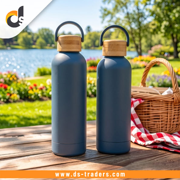 Stainless Steel Bottle With Wooden Cap Handle 500ML