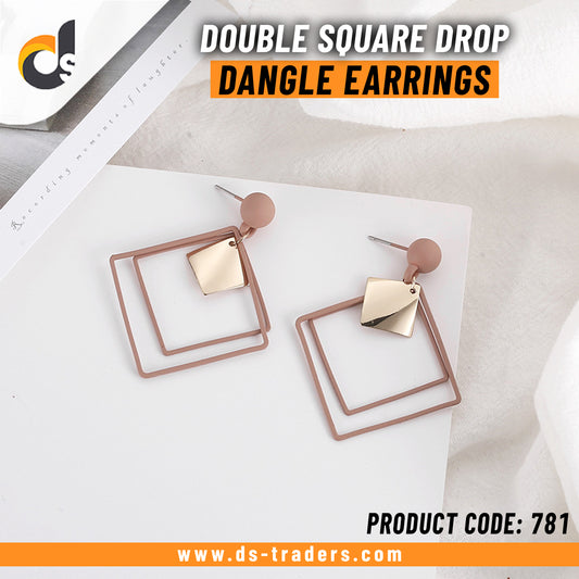 Double Square Drop Dangle Earrings