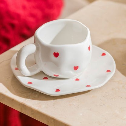 Heart Printed Ceremic Coffee Mug with Sausar