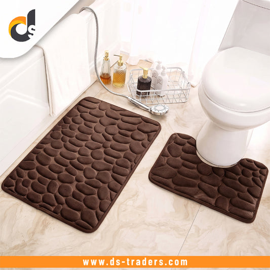 2PCs Anti-Slip Pebble Bath Mats