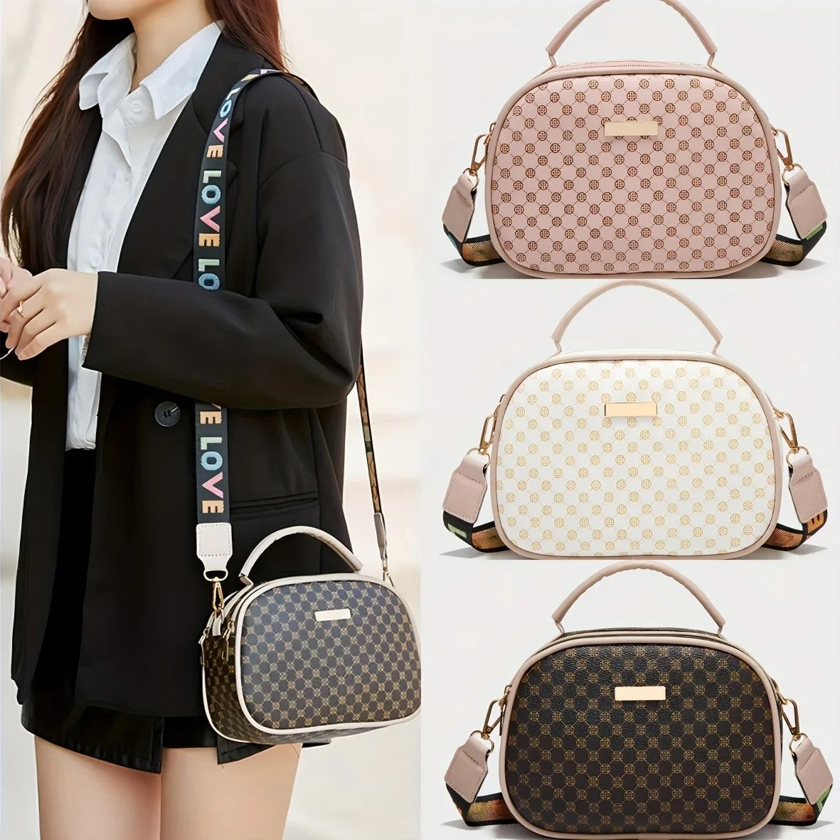 Classic Shoulder Bag with Double Zipper