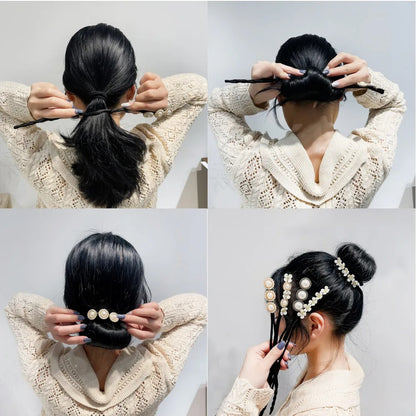 Pearl Flower Magic Bun Maker Hairband
