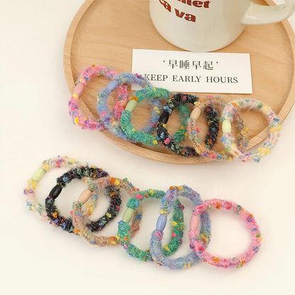 Colorful Dotted Wool Knitted Hair Rope (Hand Made)