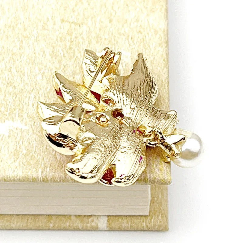 Elegant Pearl Lotus Pin Brooch