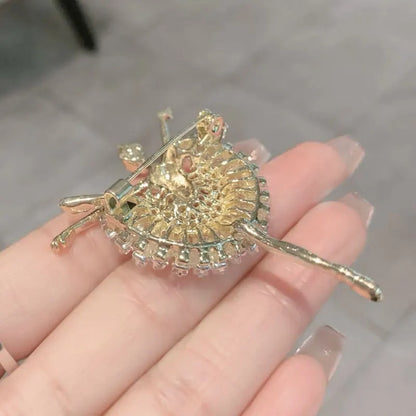 Glamorous Rhinestone Ballerina Girl Dancing Pin Brooch