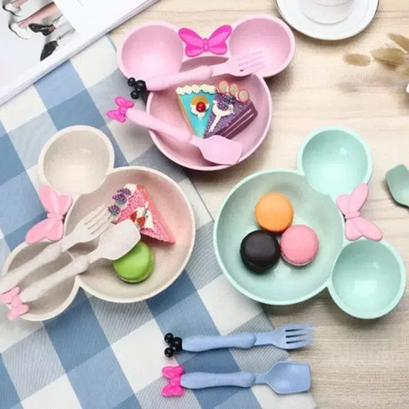 3PCs Wheat Straw Kids Dinner Set