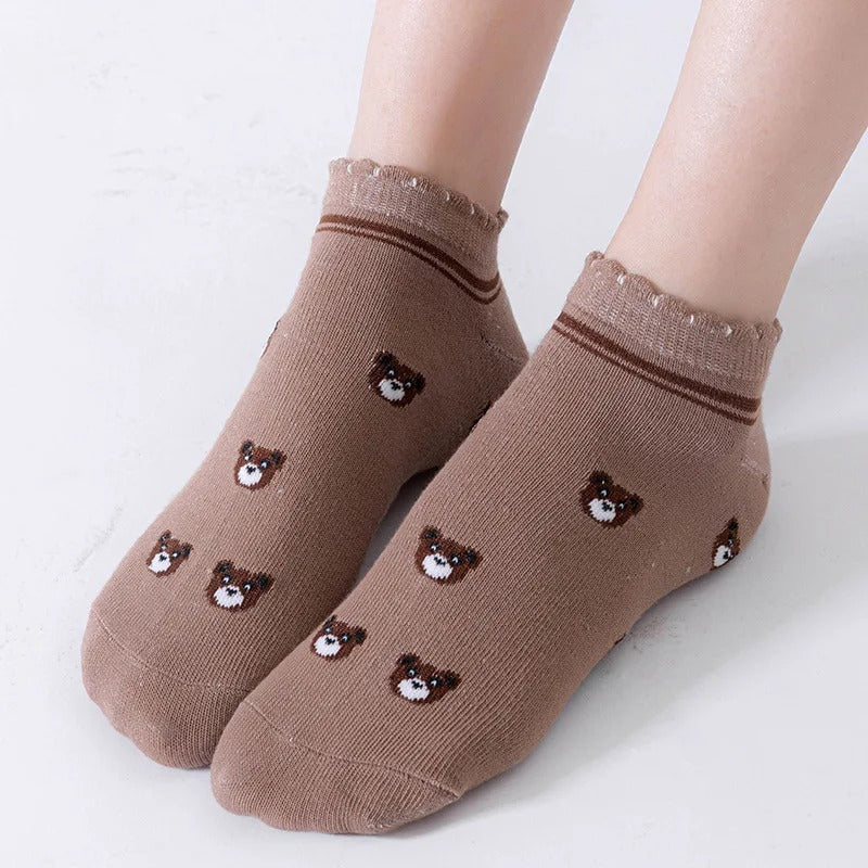 5 Pairs/Set Bear Printed Cotton Socks