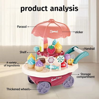 Kids Ice Cream Trolly Pretend Play Set