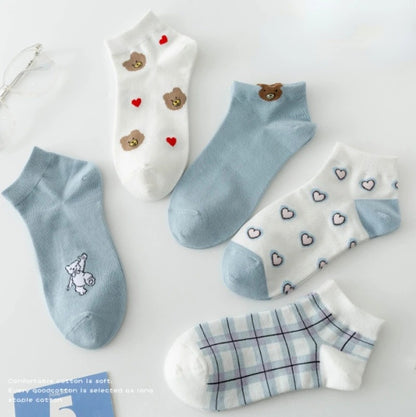 5 Pairs/Pack Women Cotton Printed Socks