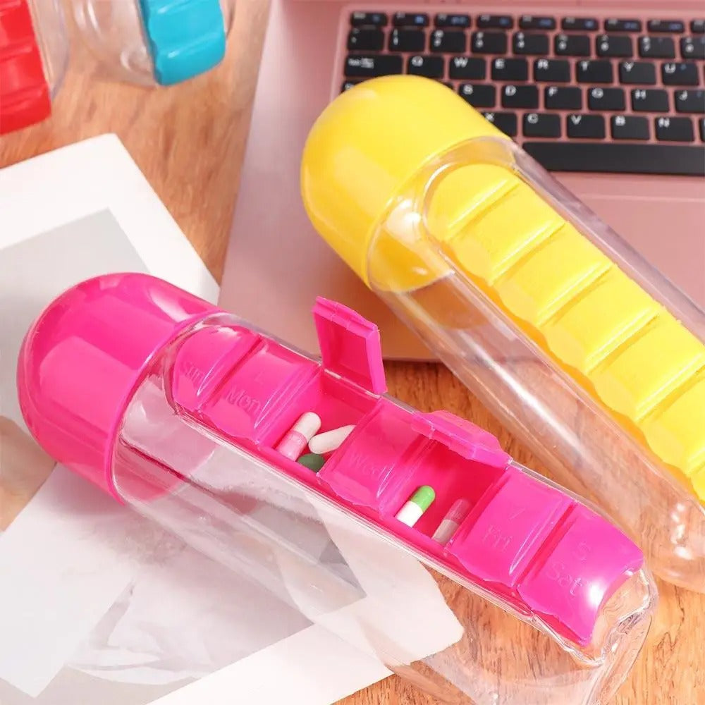 7 Grid Creative Medicine Box with Water Bottle