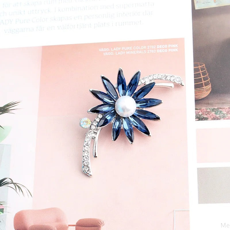 Luxury Rhinestone Sun Flower Pin Brooch