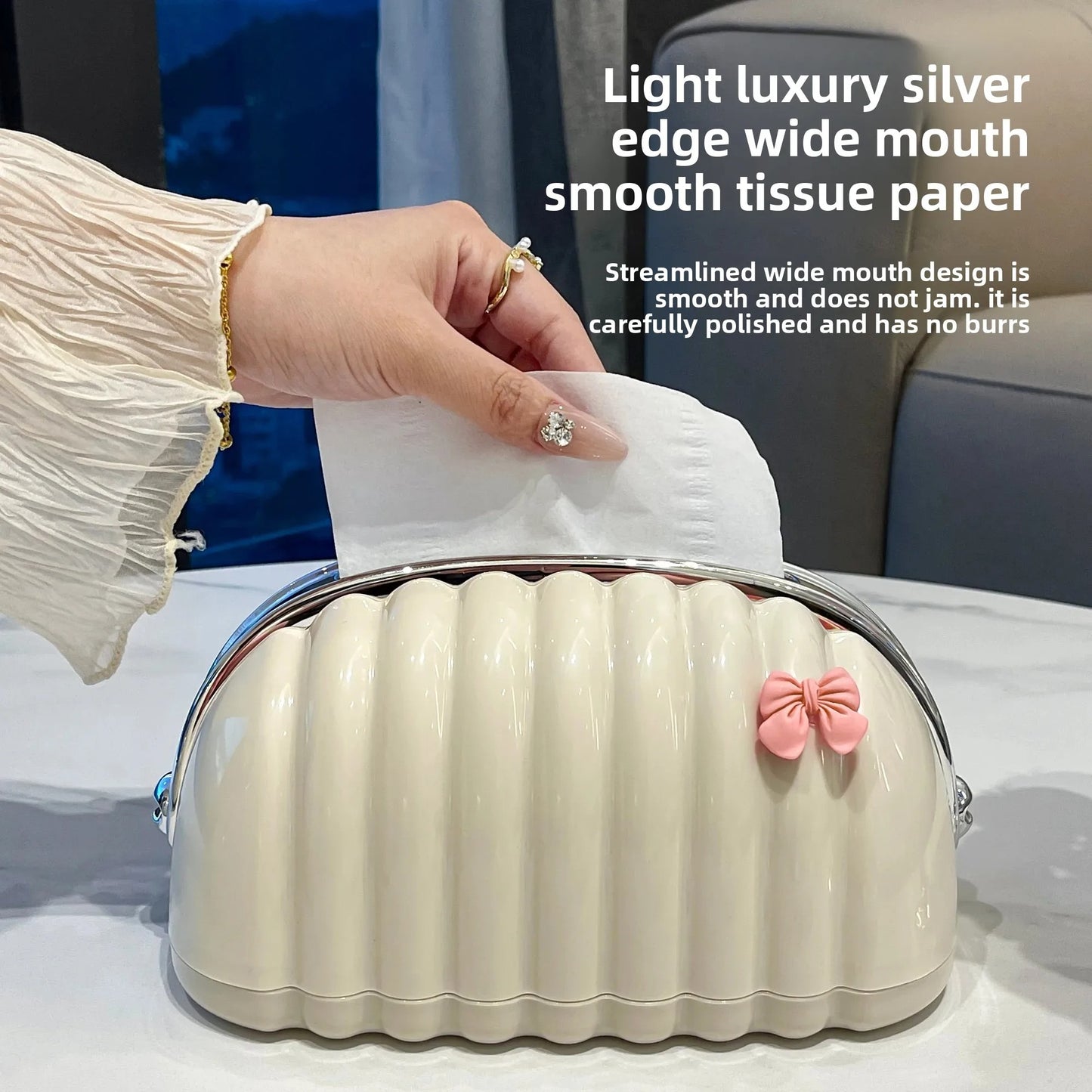 Luxury Shell Spring Loaded Tissue Box