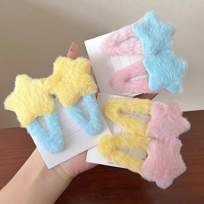 1pc Cute Fluffy Star Hair Clip