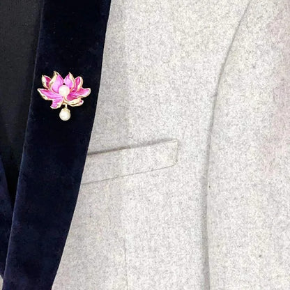 Elegant Pearl Lotus Pin Brooch