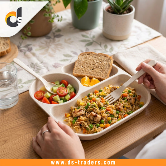 3-Section Plate With Spoon & Fork