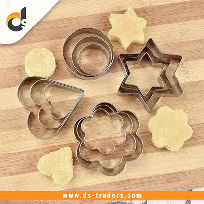 Cookie Cutters Shapes Baking Set12PCS Flower, Round, Heart, Star Shape.