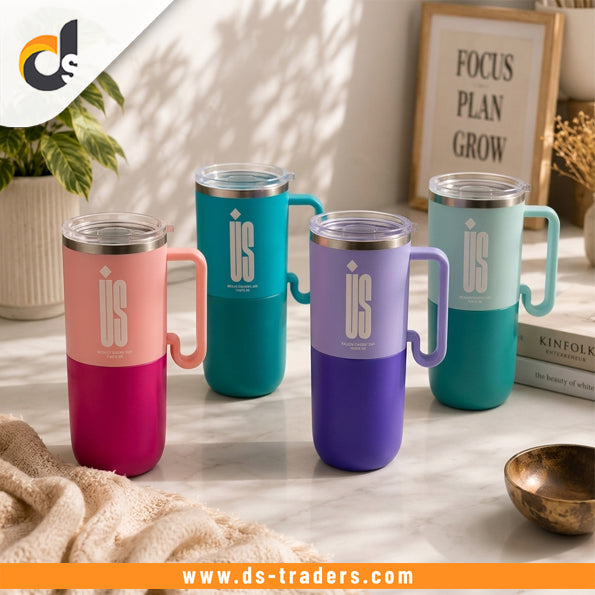 Double Wall Coffee Mug With Sliding Lid 600ML