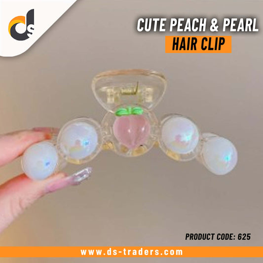 Cute Peach & Pearl Hair Clip
