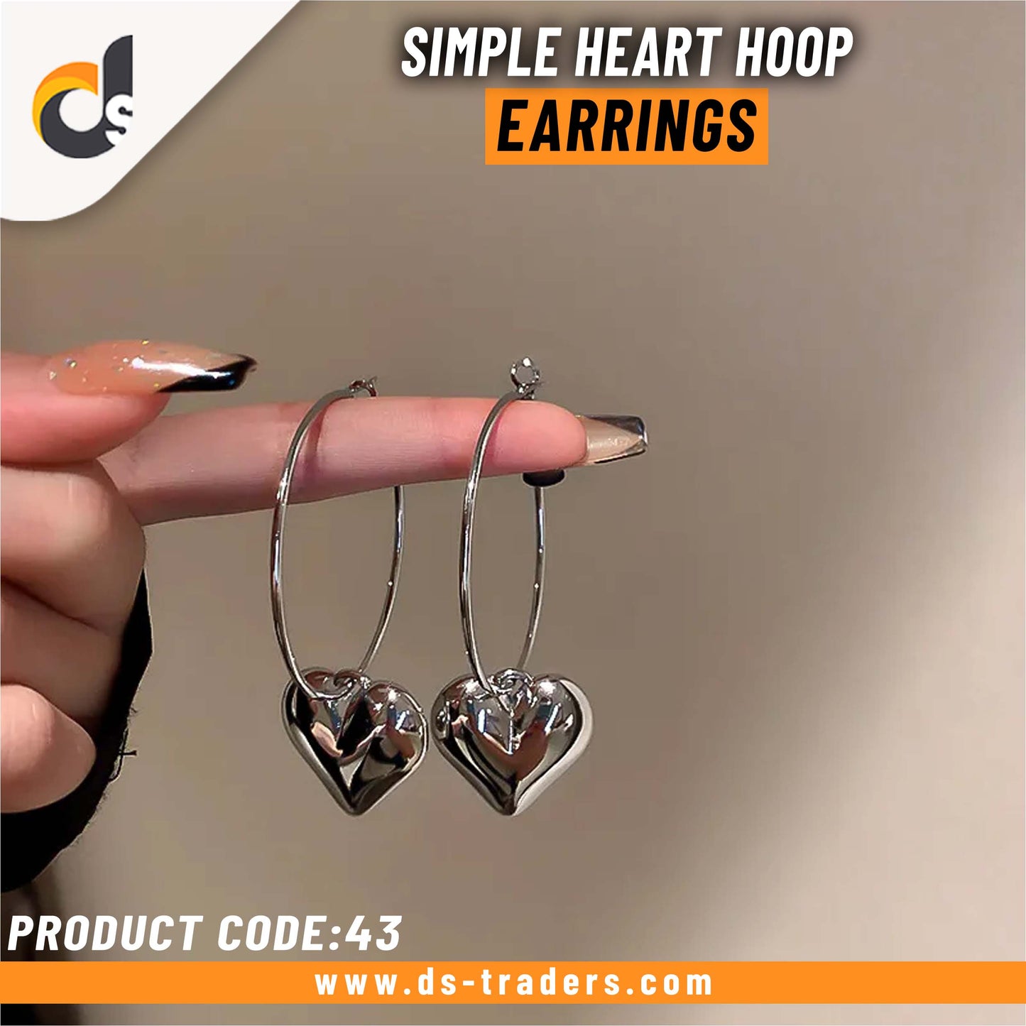 Simple Heart Hoop Earrings