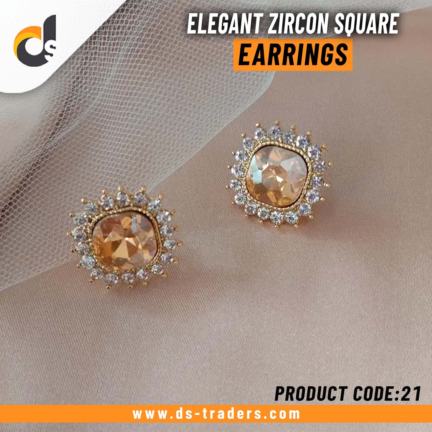 Elegant Zircon Square Earrings