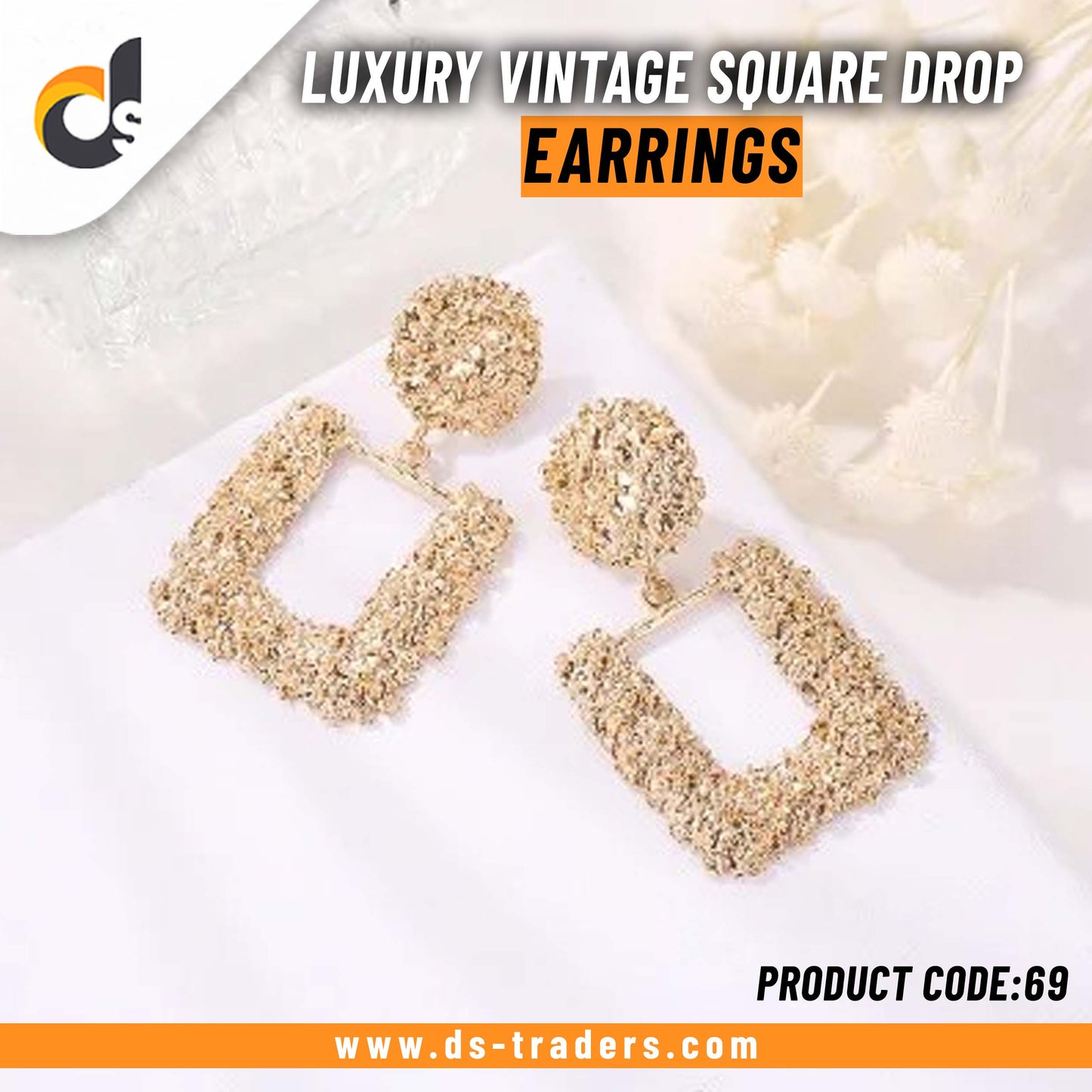 Luxury Vintage Square Drop Earrings