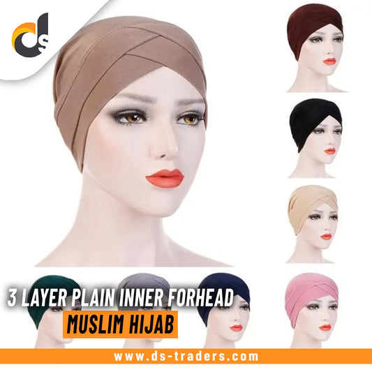 3 Layer Plain Inner Forehead Band Muslim Hijab