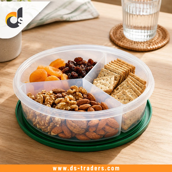 3-Section Transparent Snack Storage Container