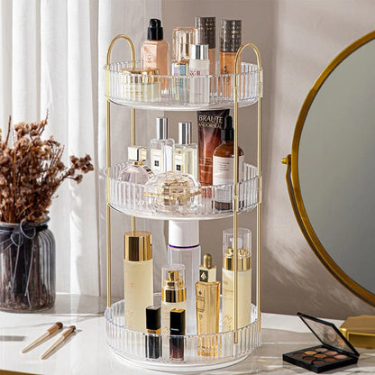 Elegant 3-Tier Crystal Cosmetic Storage Organizer