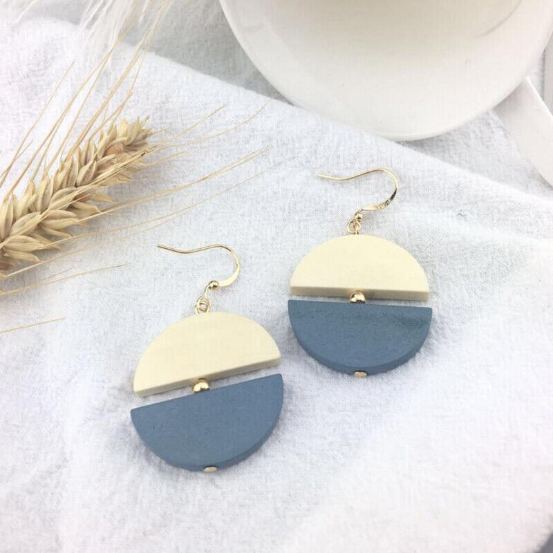 Two Tone Round Drop Earrings