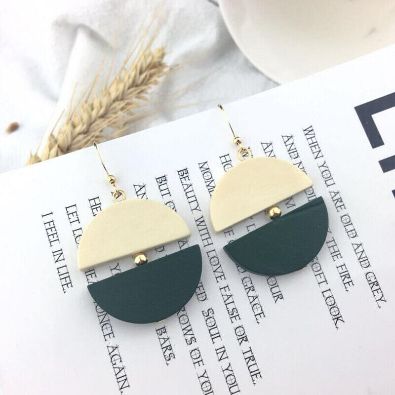 Two Tone Round Drop Earrings